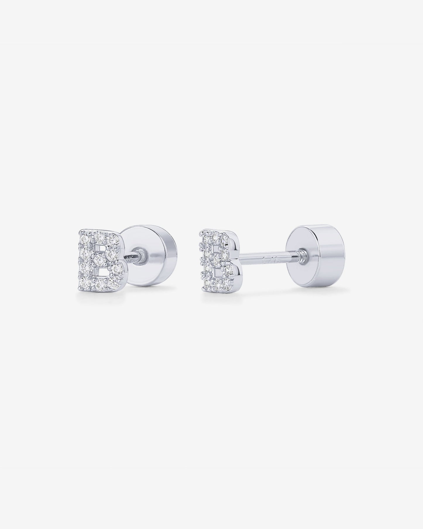 Initial Letter CZ Flatback Earrings