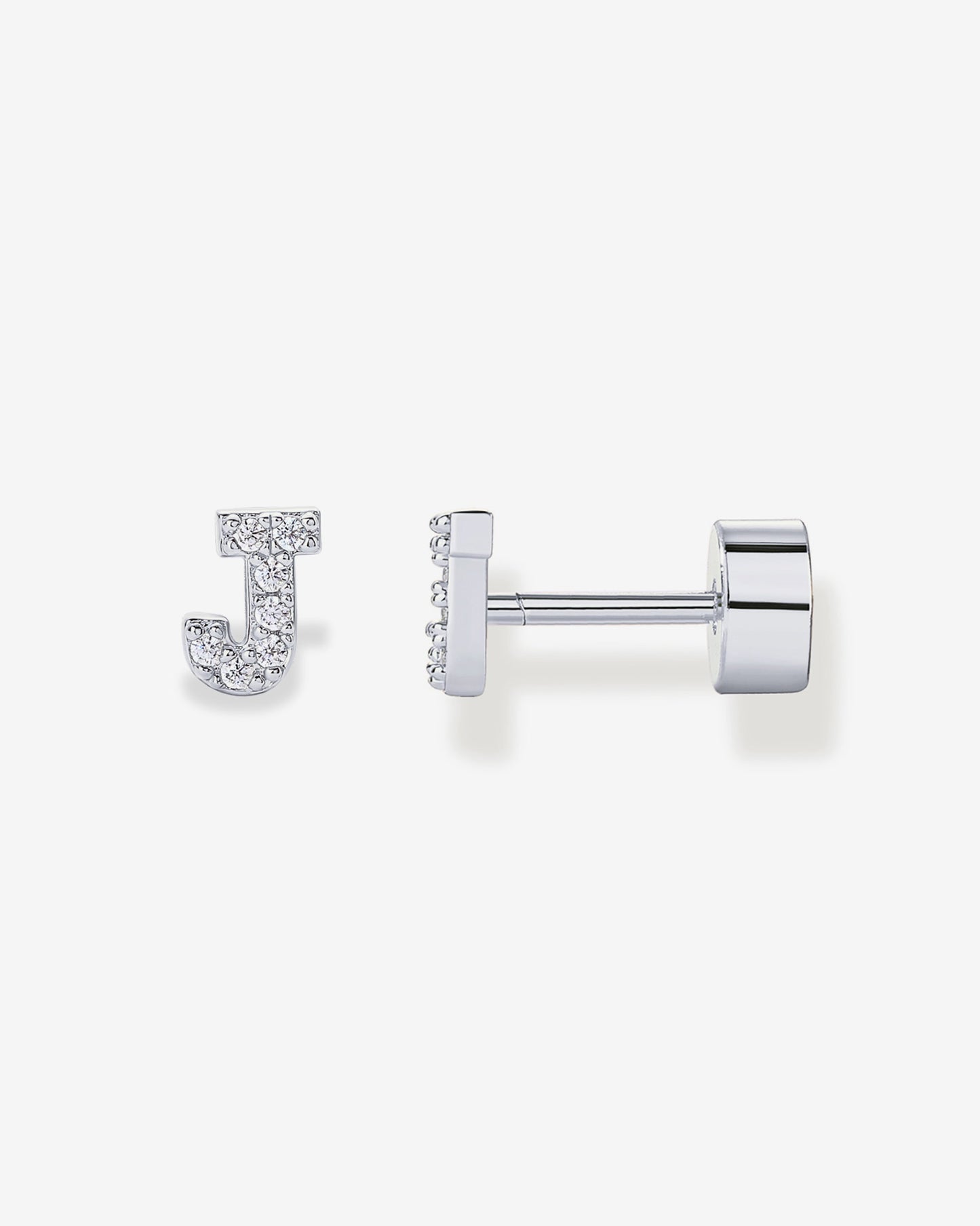 Initial Letter CZ Flatback Earrings
