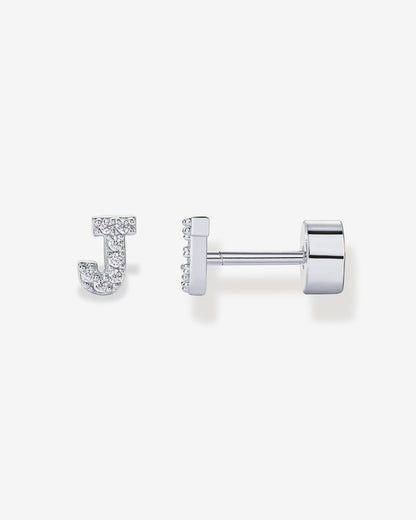 Initial Letter CZ Flatback Earrings