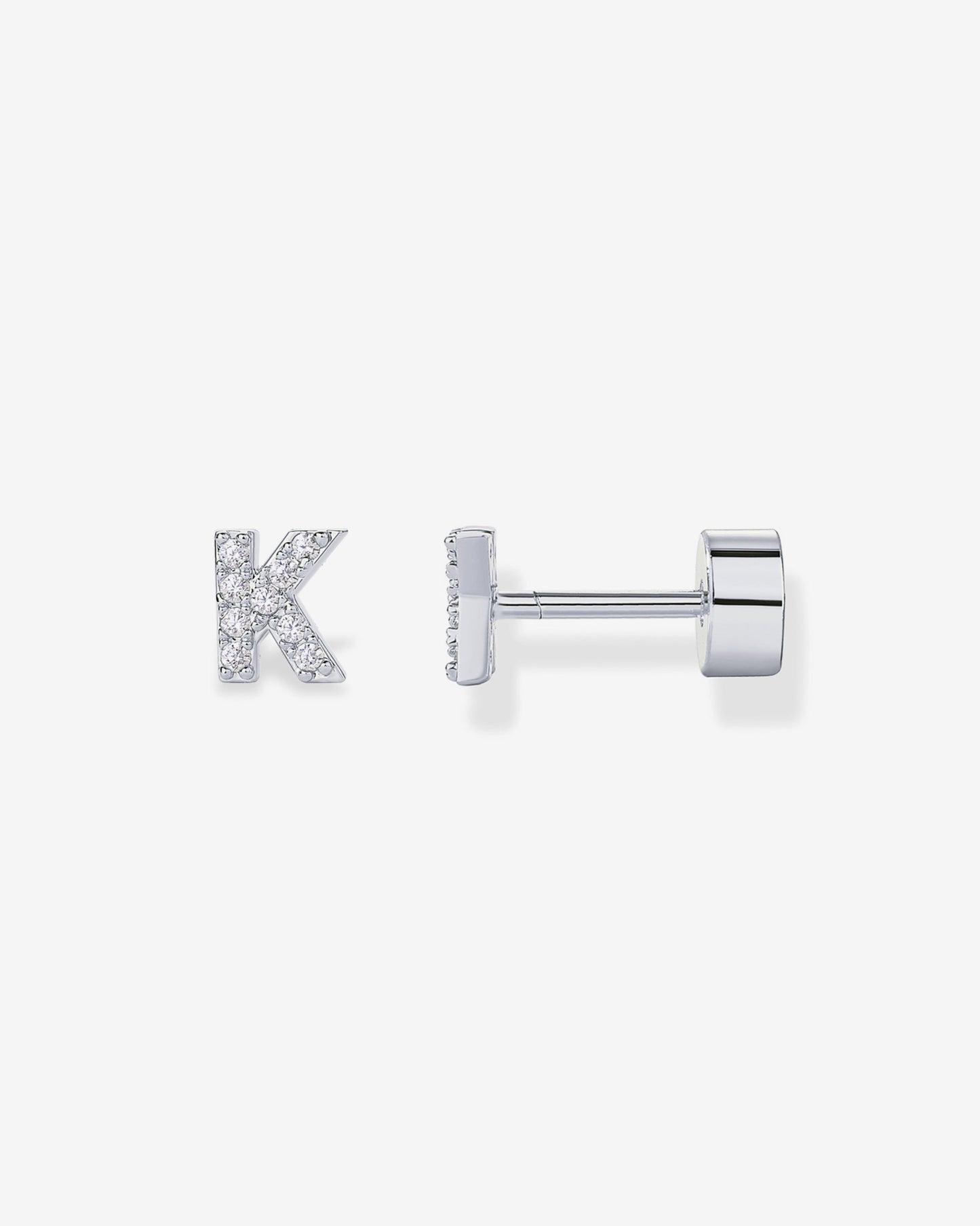 Initial Letter CZ Flatback Earrings