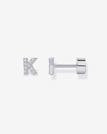 Initial Letter CZ Flatback Earrings