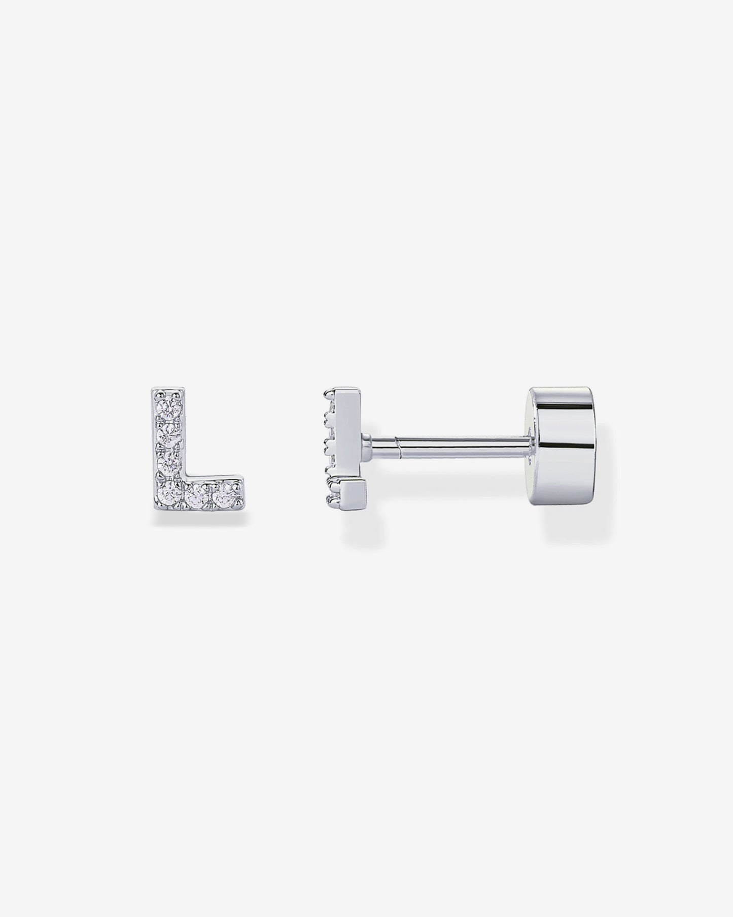 Initial Letter CZ Flatback Earrings