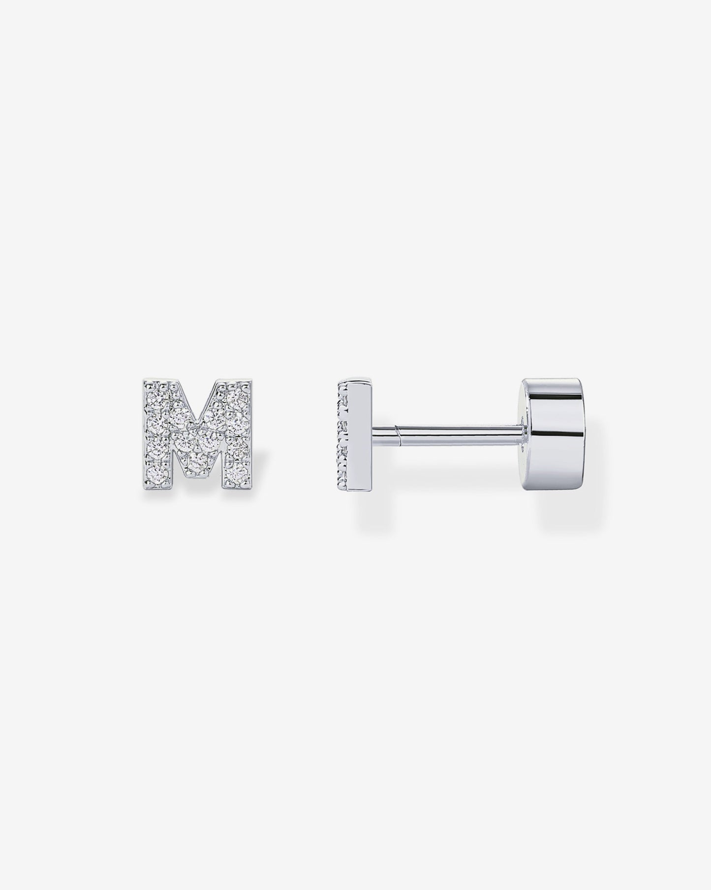 Initial Letter CZ Flatback Earrings