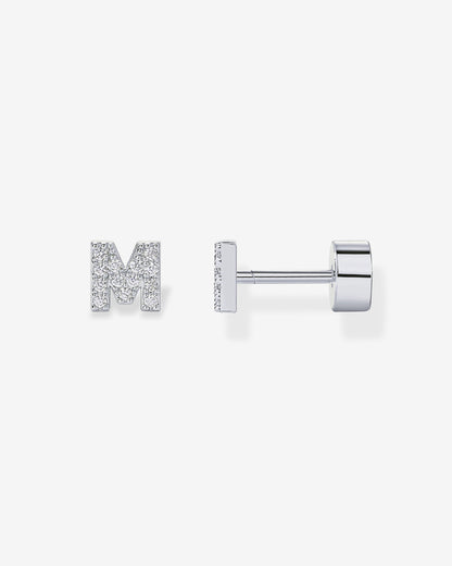 Initial Letter CZ Flatback Earrings