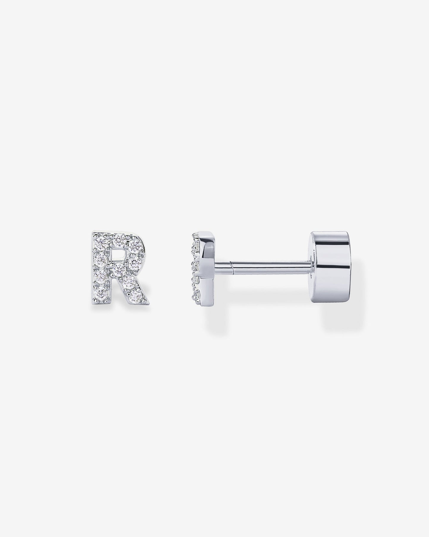 Initial Letter CZ Flatback Earrings