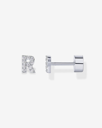 Initial Letter CZ Flatback Earrings