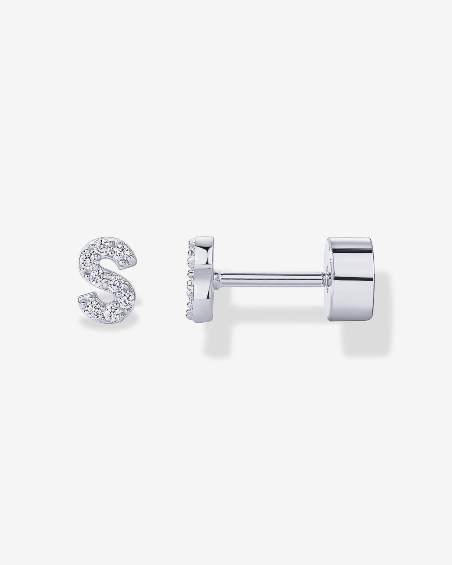 Initial Letter CZ Flatback Earrings