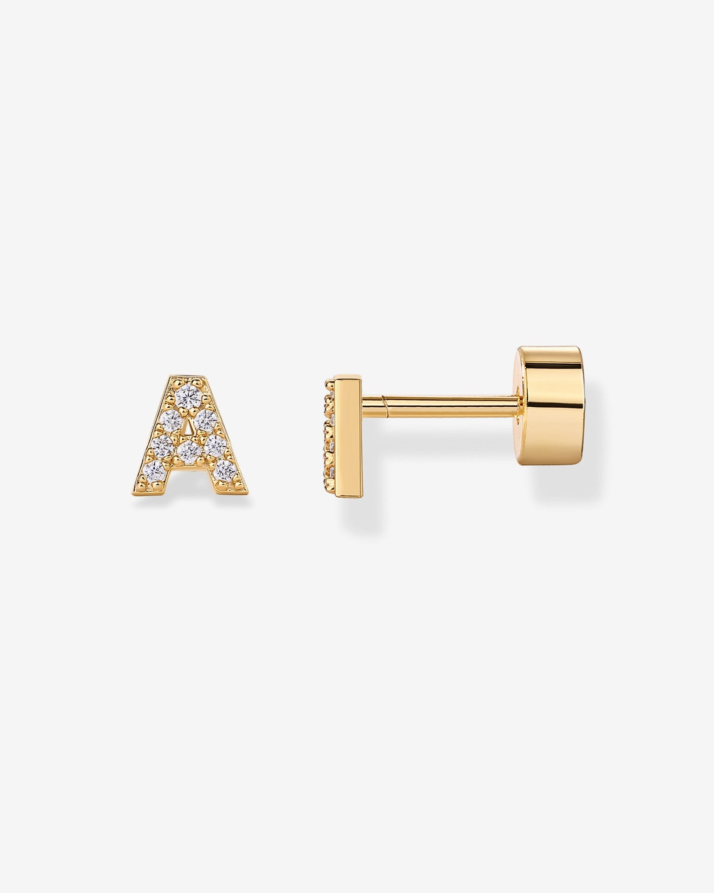 Initial Letter CZ Flatback Earrings