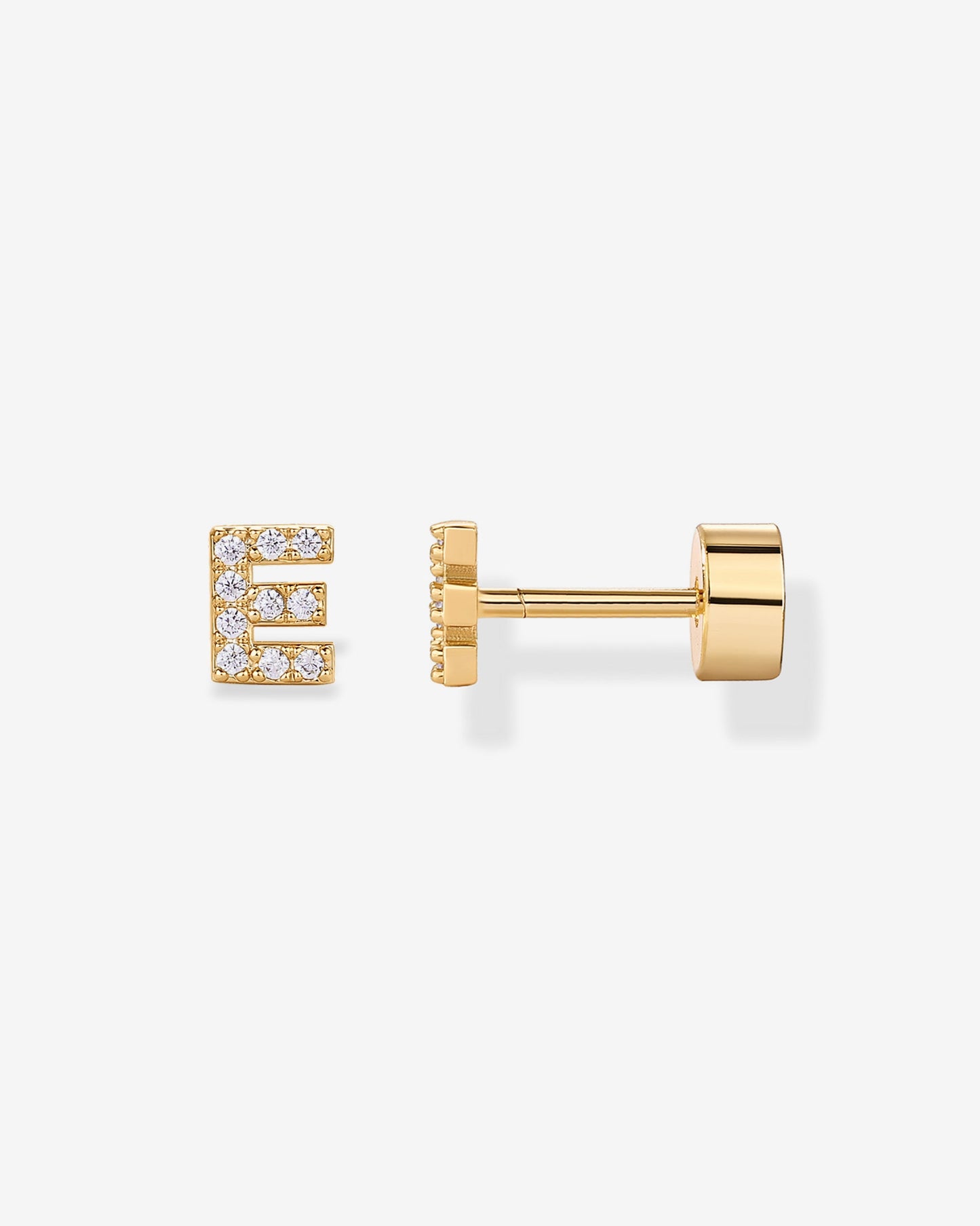 Initial Letter CZ Flatback Earrings
