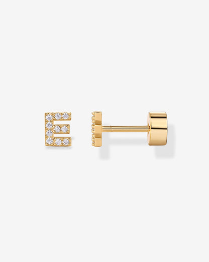 Initial Letter CZ Flatback Earrings