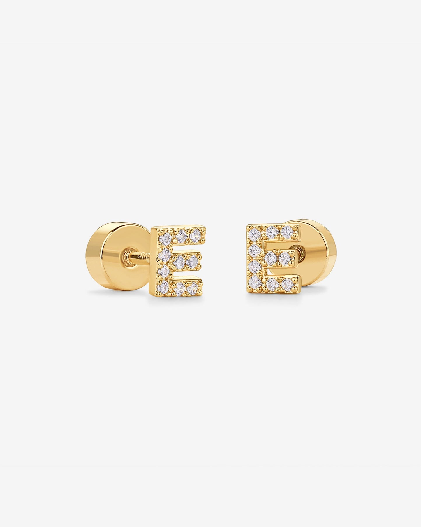 Initial Letter CZ Flatback Earrings