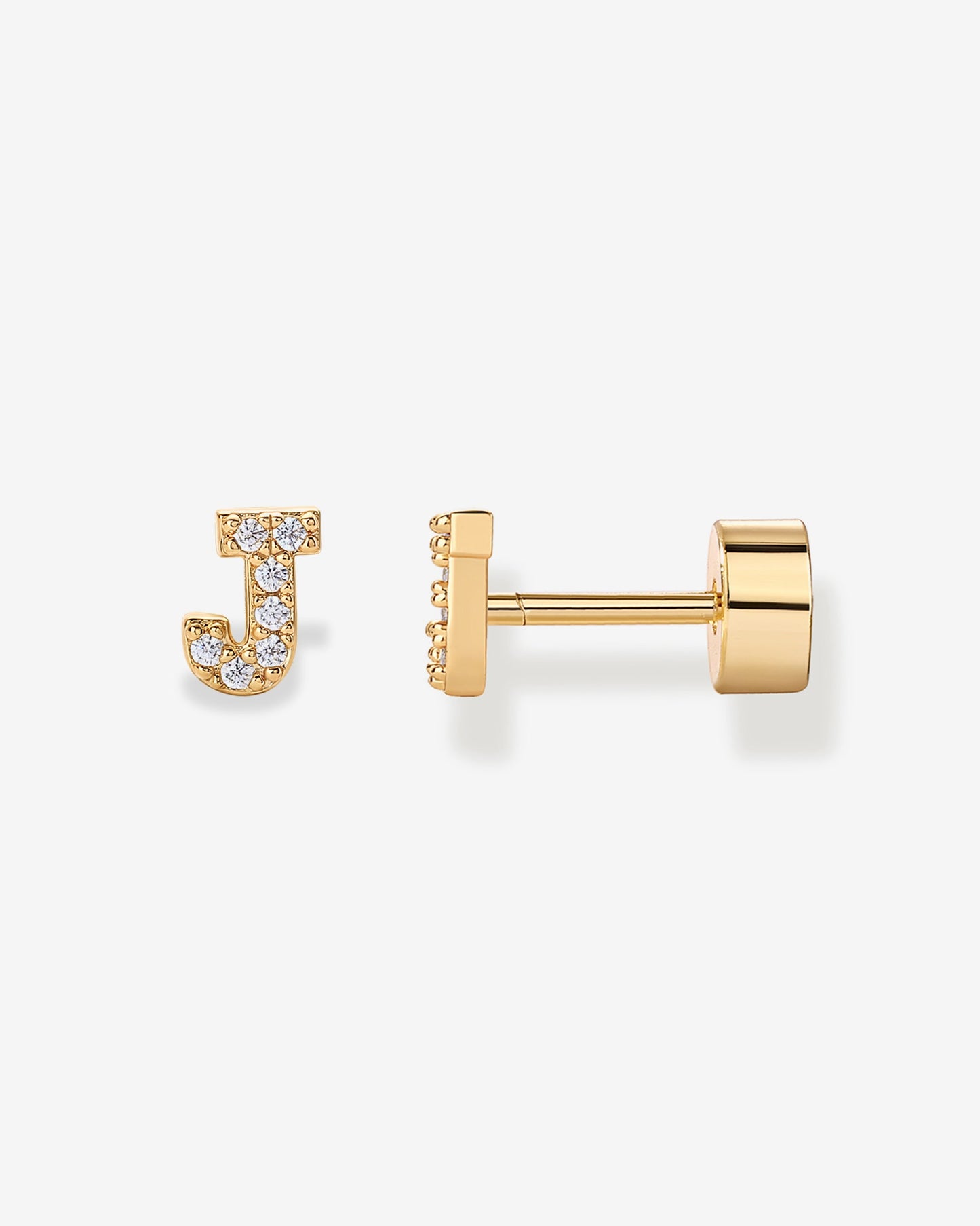 Initial Letter CZ Flatback Earrings