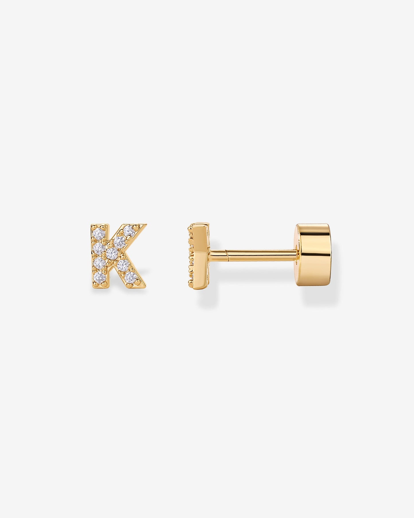 Initial Letter CZ Flatback Earrings