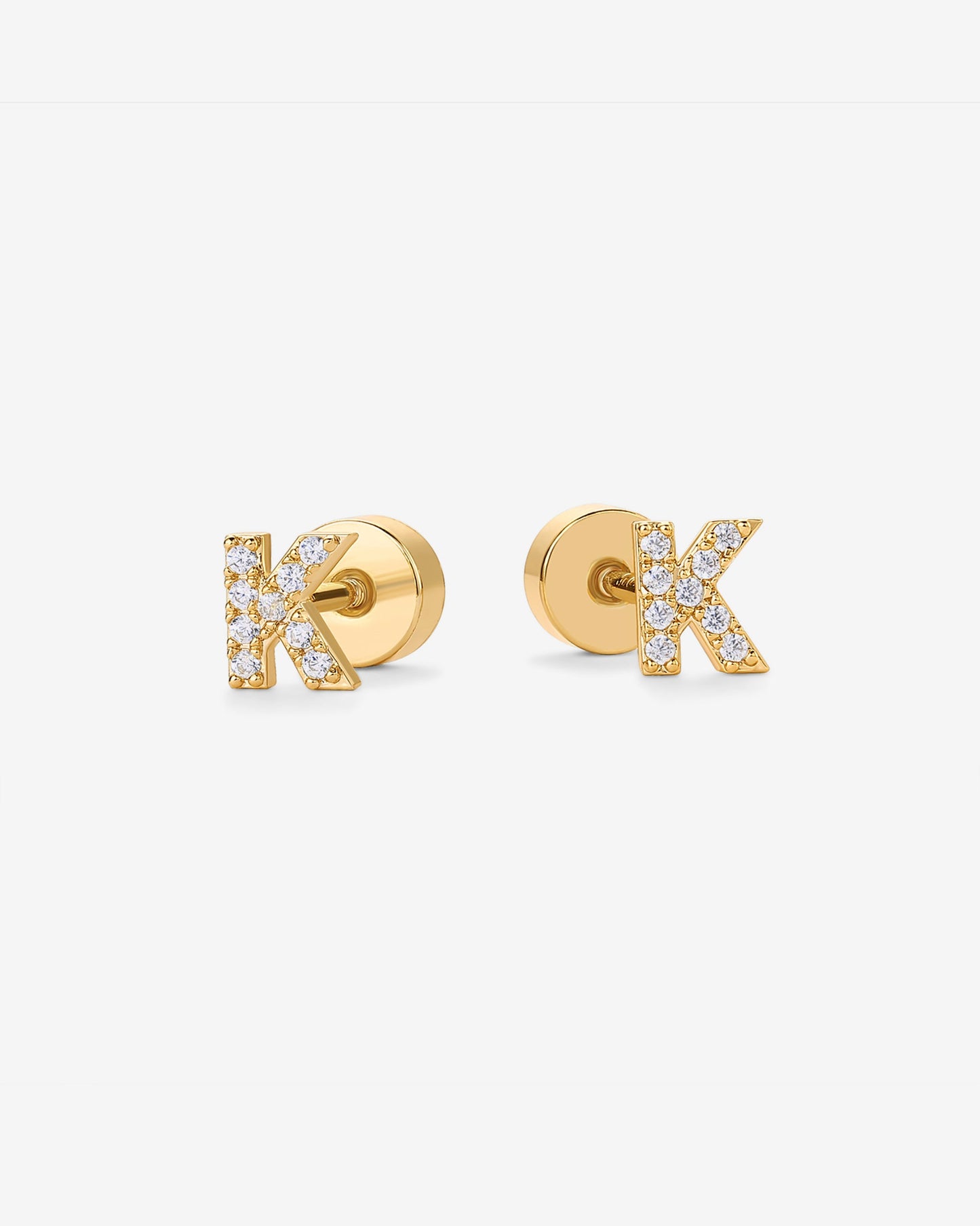Initial Letter CZ Flatback Earrings