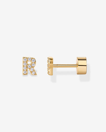 Initial Letter CZ Flatback Earrings