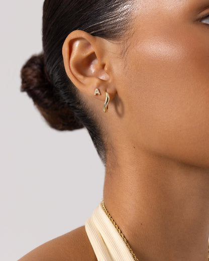 Initial Letter CZ Flatback Earrings