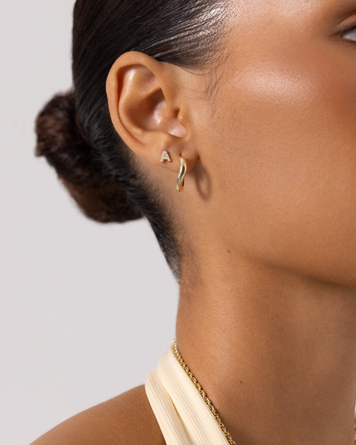 Initial Letter CZ Flatback Earrings