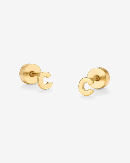 Initial Letter Flatback Earrings