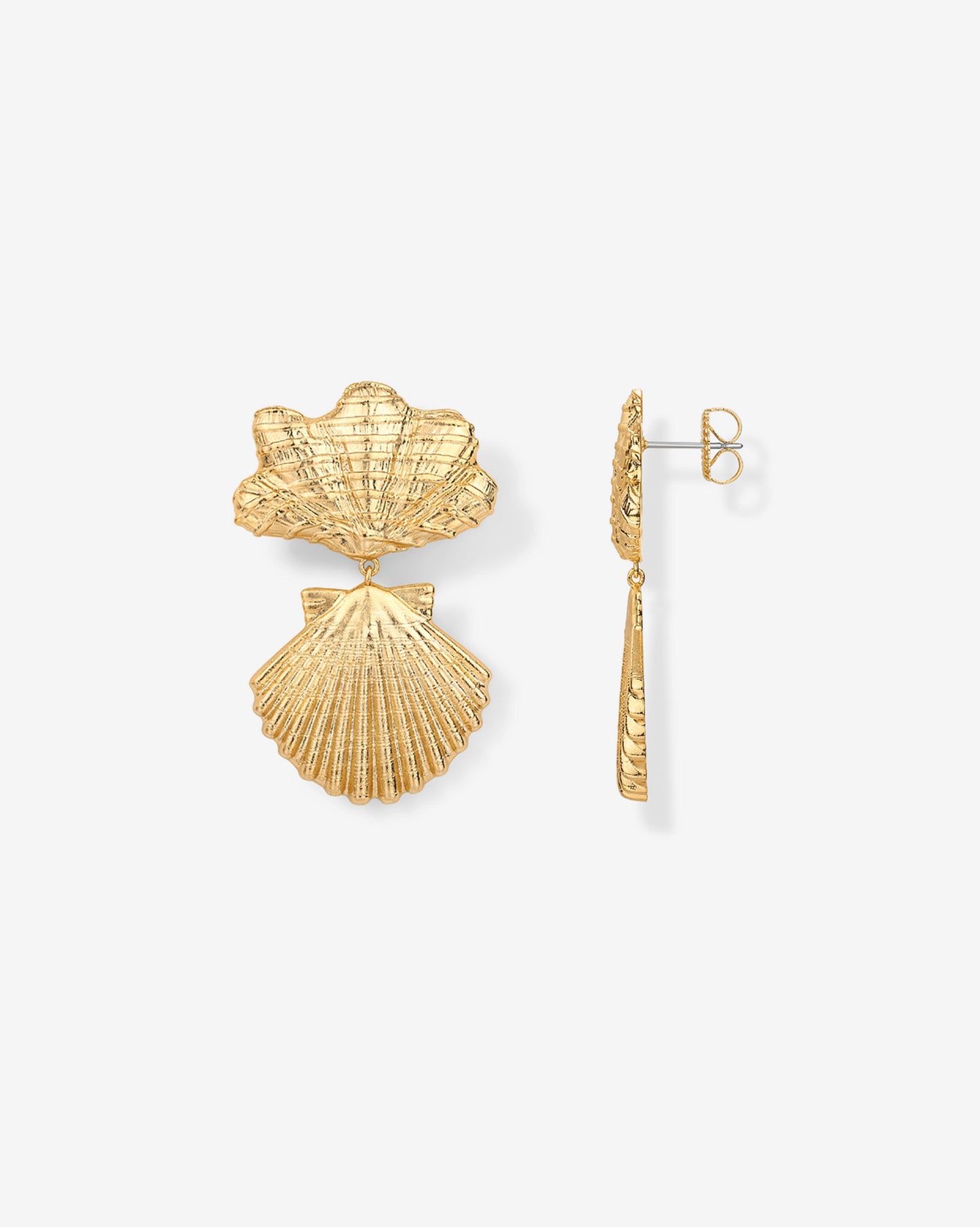 Double Seashell Dangle Earrings