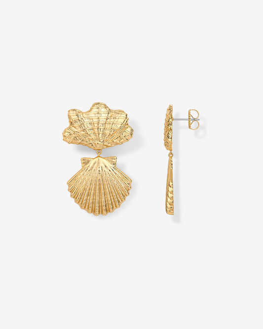 Double Seashell Dangle Earrings
