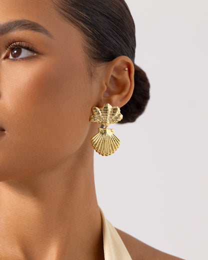 Double Seashell Dangle Earrings