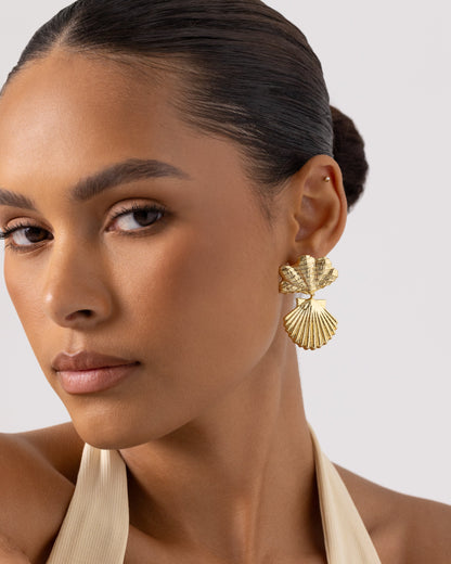 Double Seashell Dangle Earrings