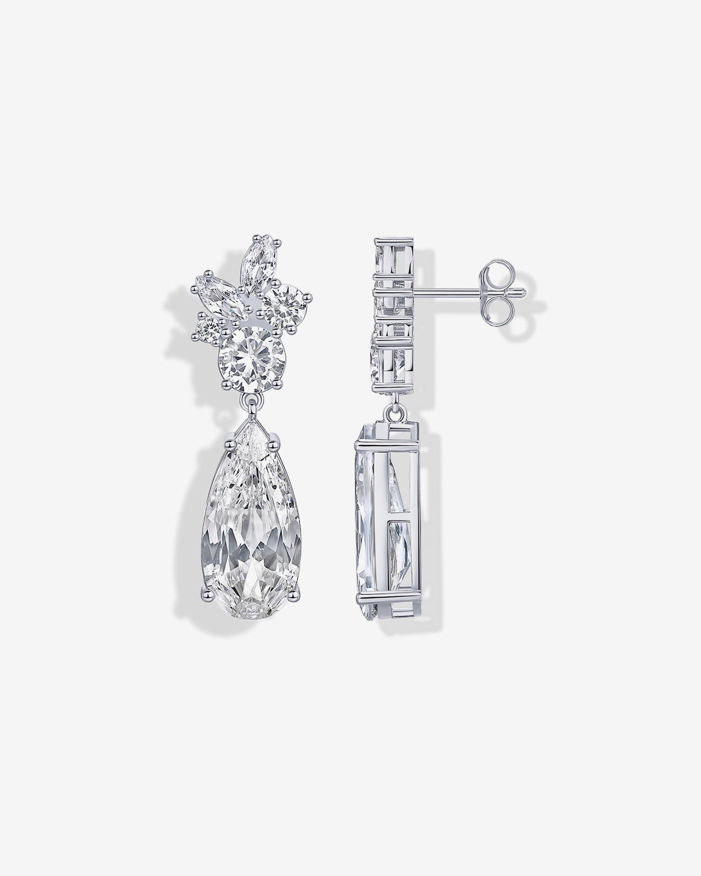 Cluster Pear Drop Bridal Earrings