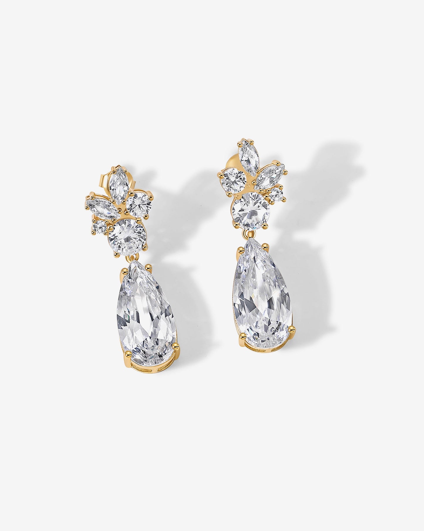 Cluster Pear Drop Bridal Earrings