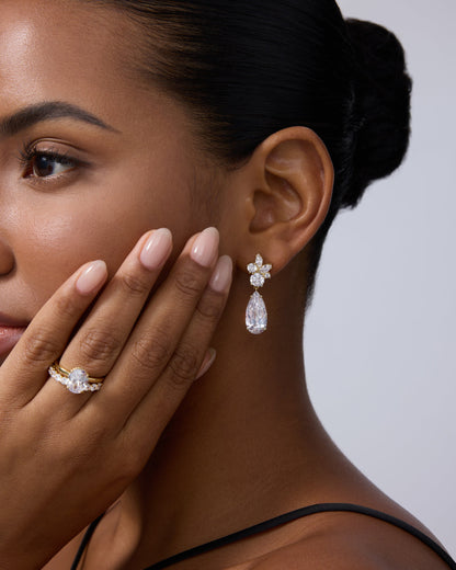 Cluster Pear Drop Bridal Earrings