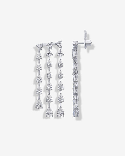 Three Row Linear Bridal Earrings