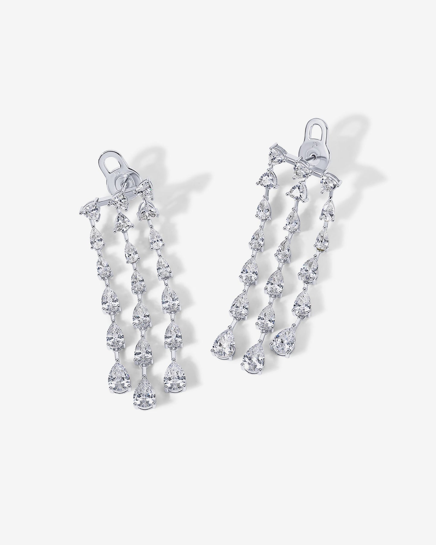 Three Row Linear Bridal Earrings