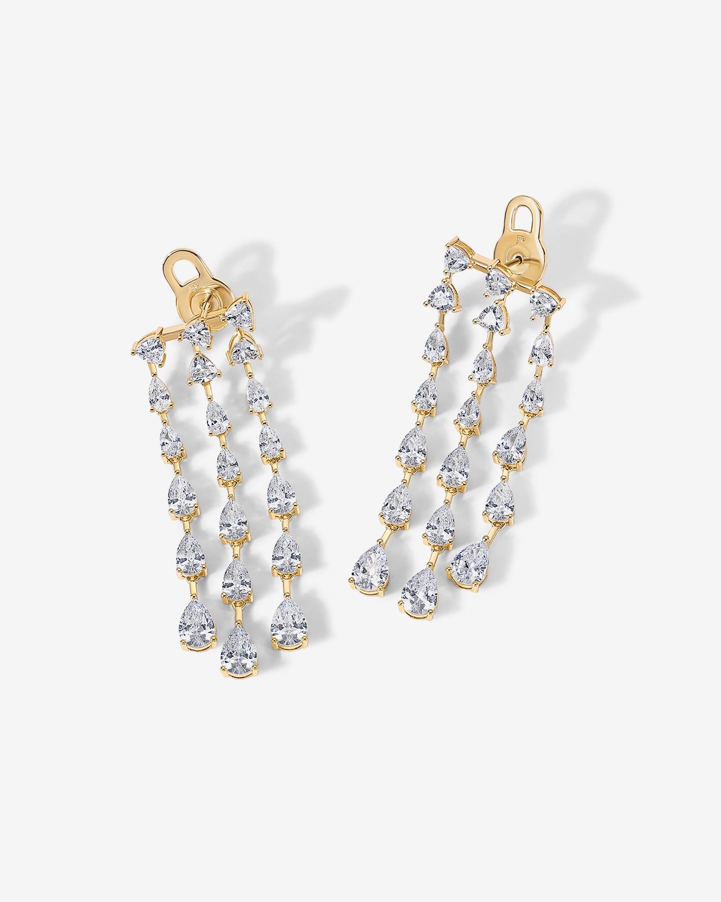 Three Row Linear Bridal Earrings
