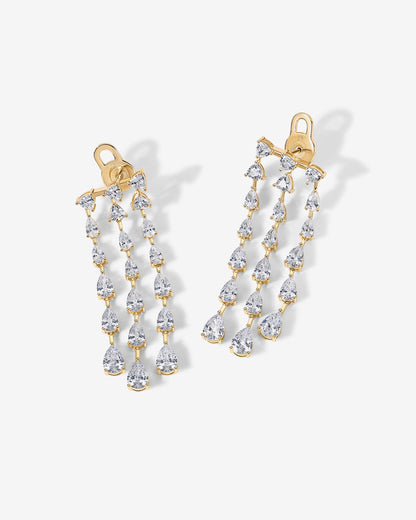 Three Row Linear Bridal Earrings