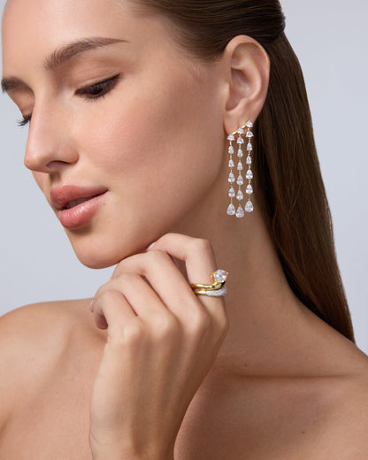 Three Row Linear Bridal Earrings