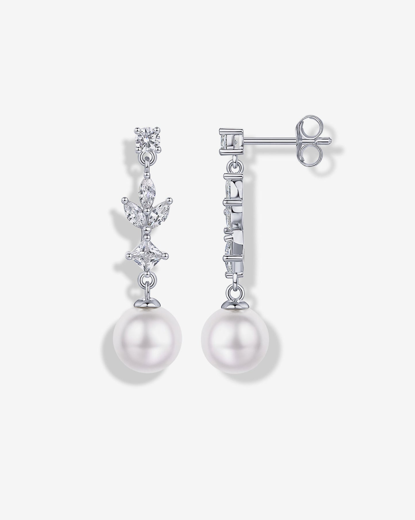 Pearl Blossom Drop Bridal Earrings