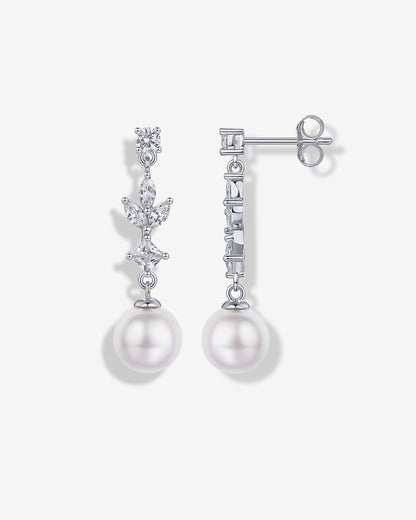 Pearl Blossom Drop Bridal Earrings