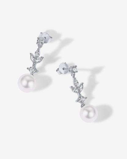 Pearl Blossom Drop Bridal Earrings
