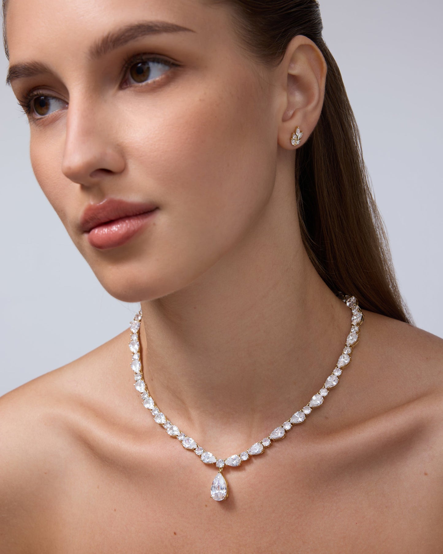 Pear Drop Tennis Necklace
