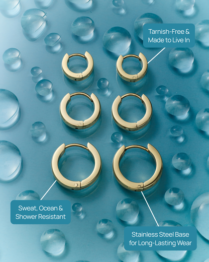 Chunky Huggie Hoop Earrings Set