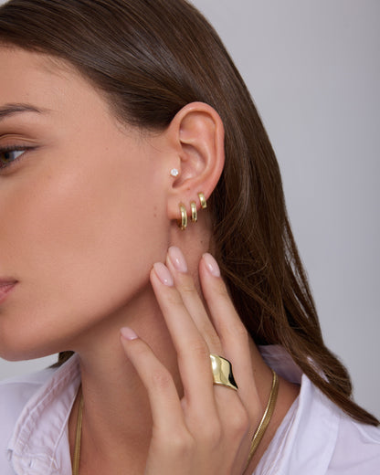 Chunky Huggie Hoop Earrings Set