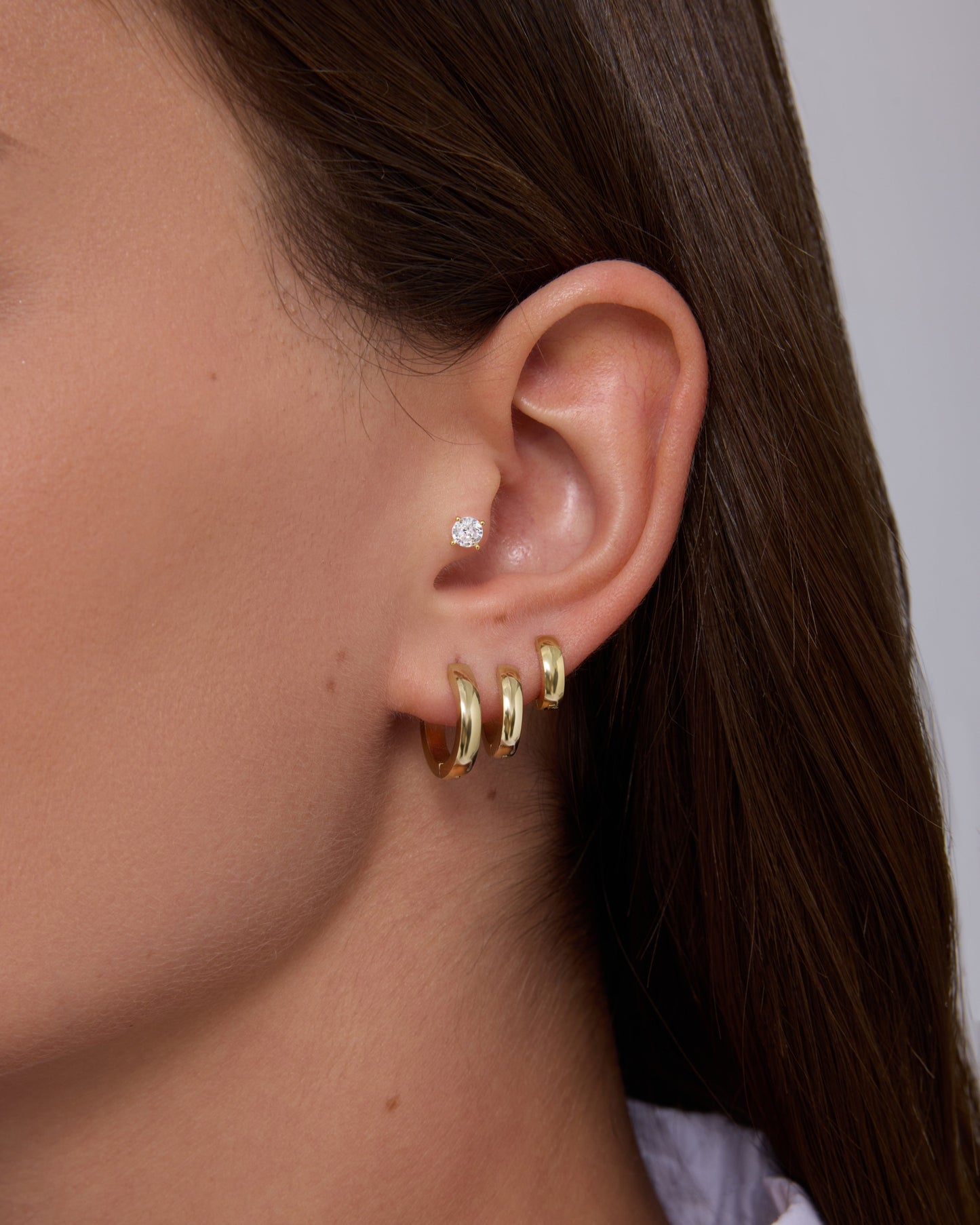 Chunky Huggie Hoop Earrings Set
