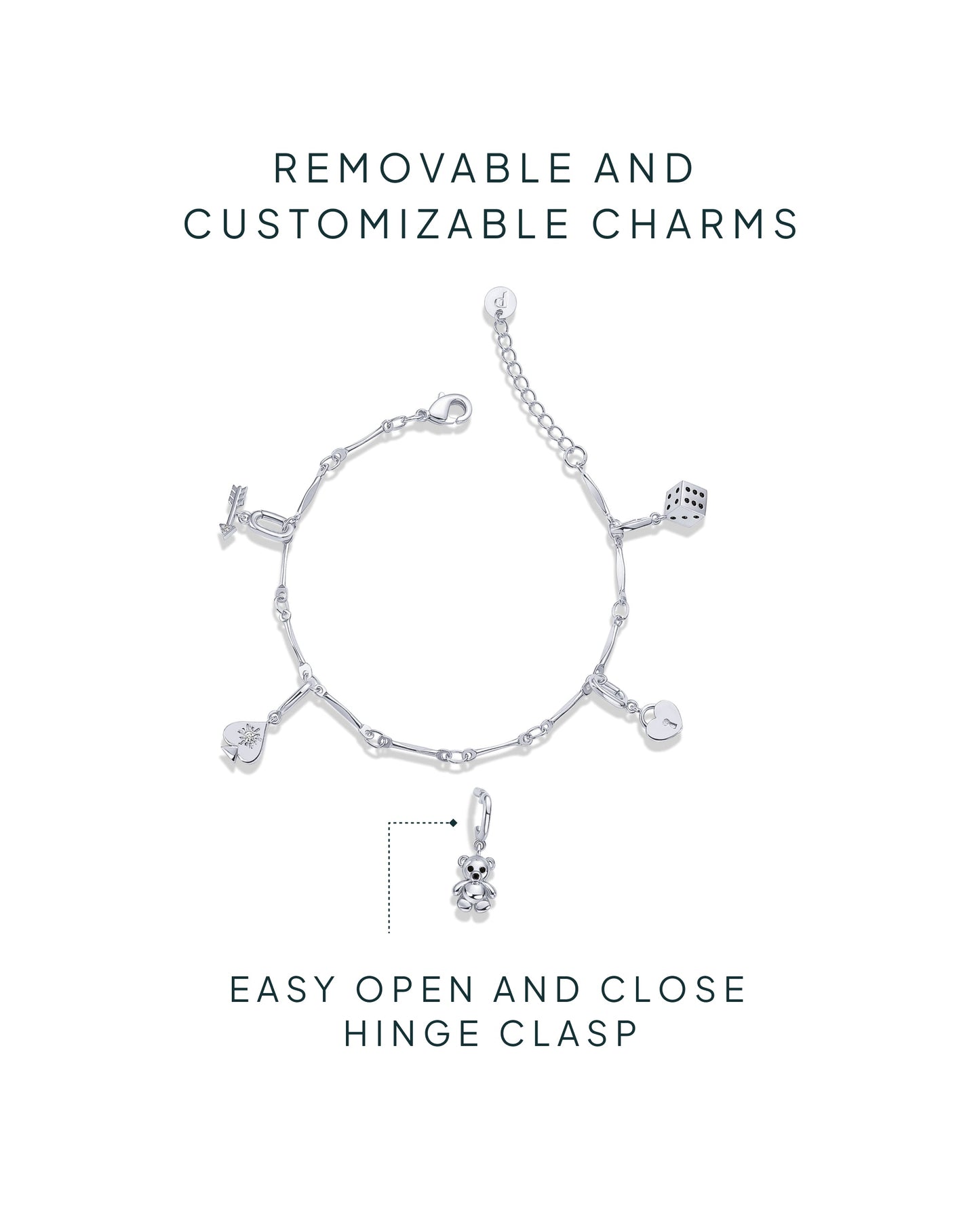 Lucky Girl Charm Twisted Bar Link Chain Bracelet Set