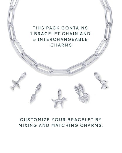 Cherished Connections Charm Paperclip Bracelet Set