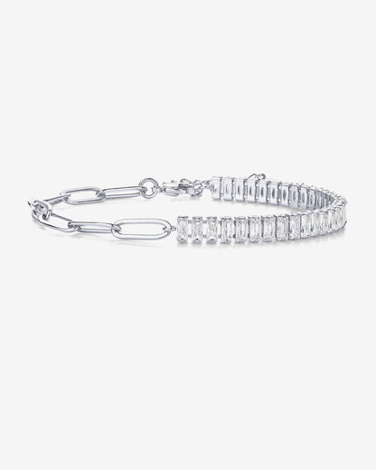 Baguette Tennis & Paperclip Bracelet