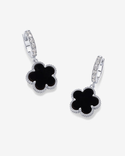 Mother of Pearl & Onyx Huggie Earrings