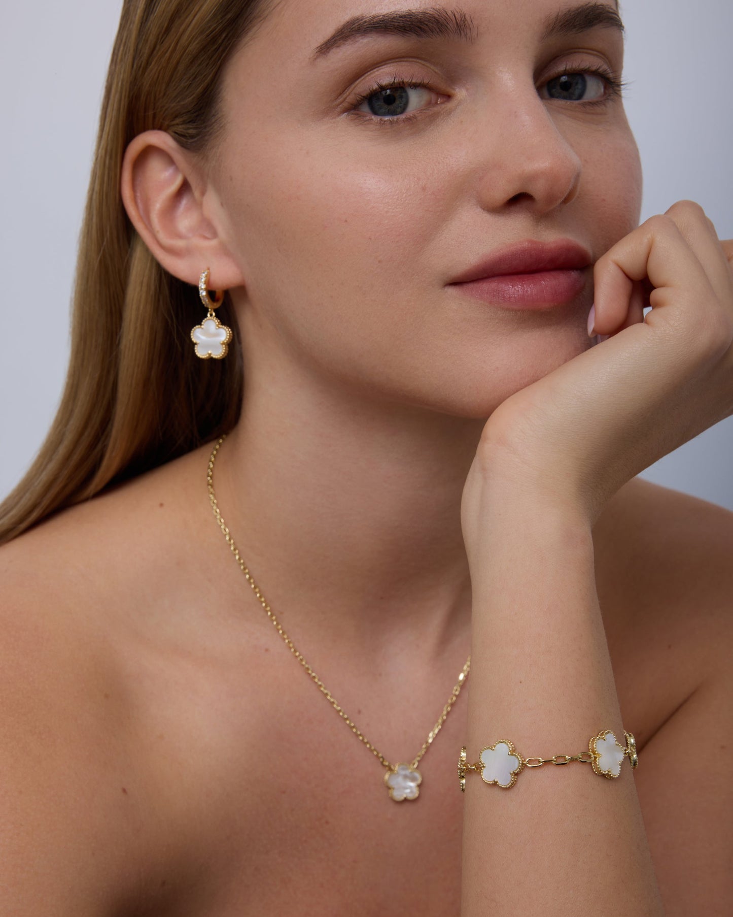 Mother of Pearl & Onyx Huggie Earrings