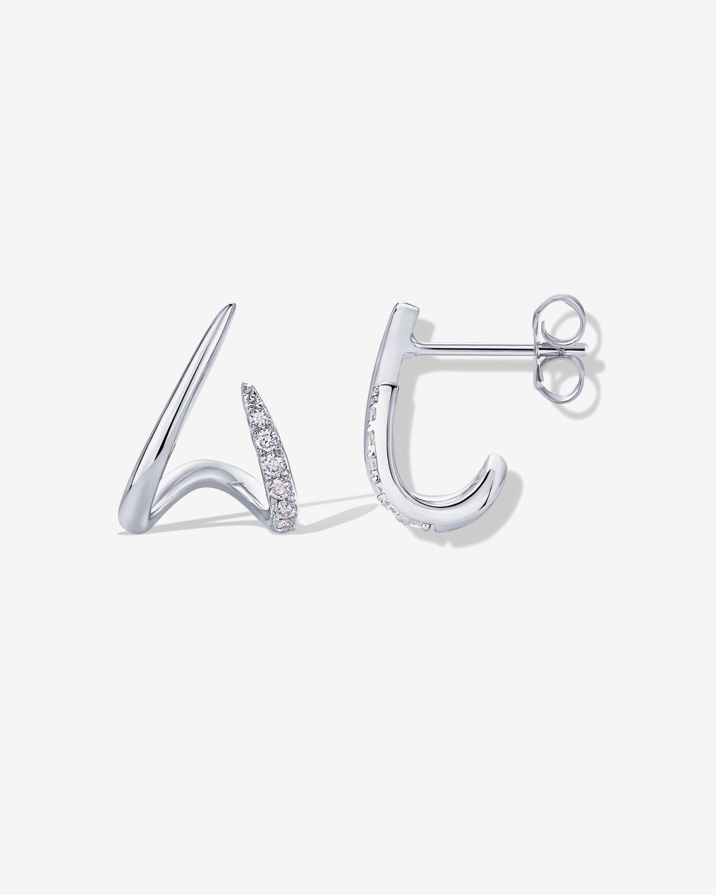 Curved Stud Earrings Cubic Zirconia