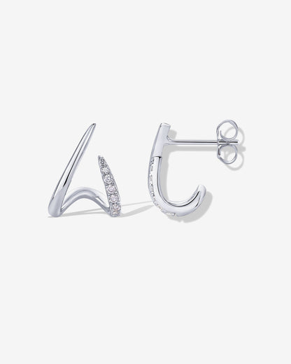 Curved Stud Earrings Cubic Zirconia