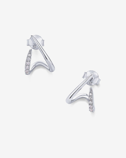 Curved Stud Earrings Cubic Zirconia
