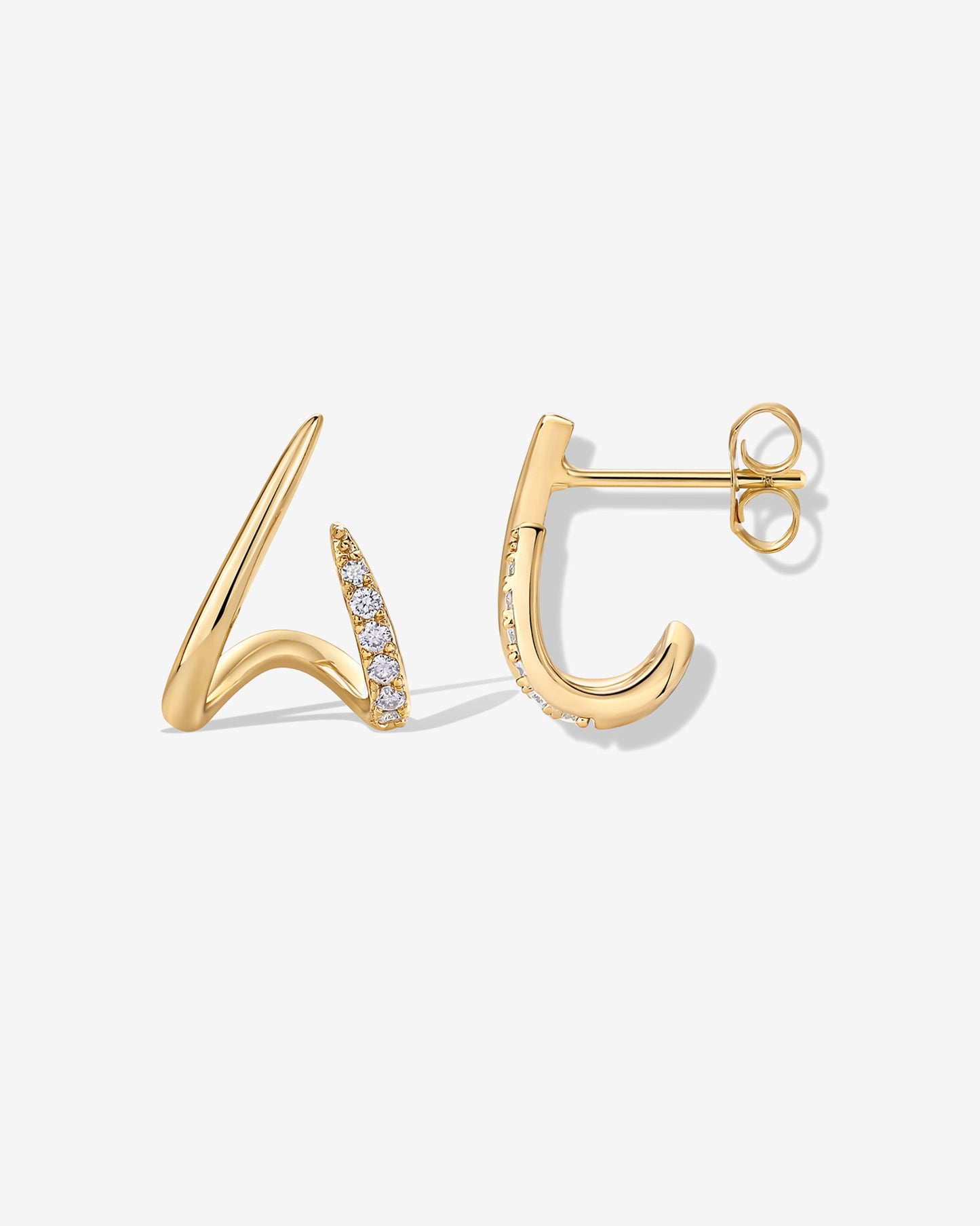 Curved Stud Earrings Cubic Zirconia